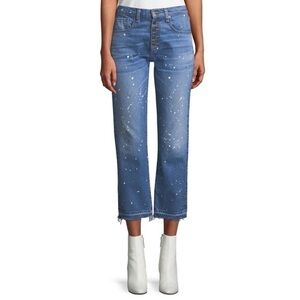 Veronica Beard Ines Paint Splatter Cropped Girlfriend Jean Denim Women’s Size 30